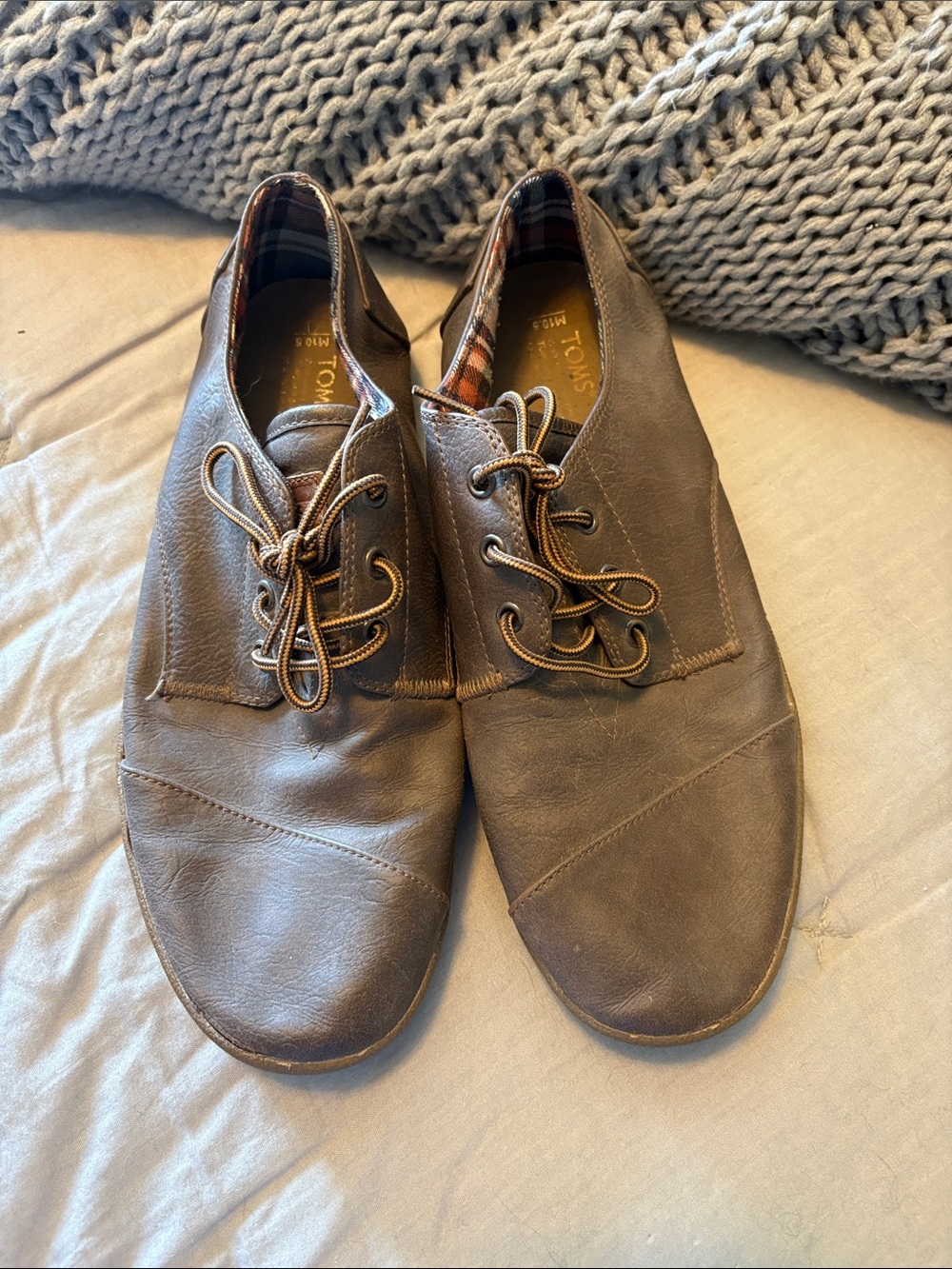 Toms Men's Dark Brown Leather Derby Lace-Up Shoes
